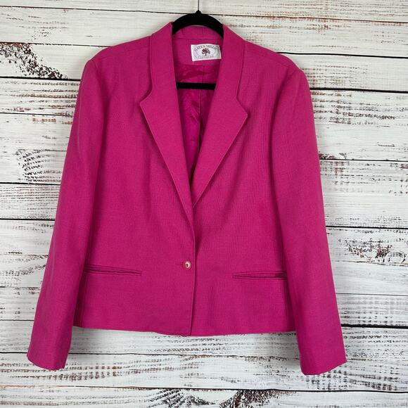 Womens VTG Gates Mills Clothier Bright Pink Button Front Blazer Career Jacket 18 - Picture 1 of 7